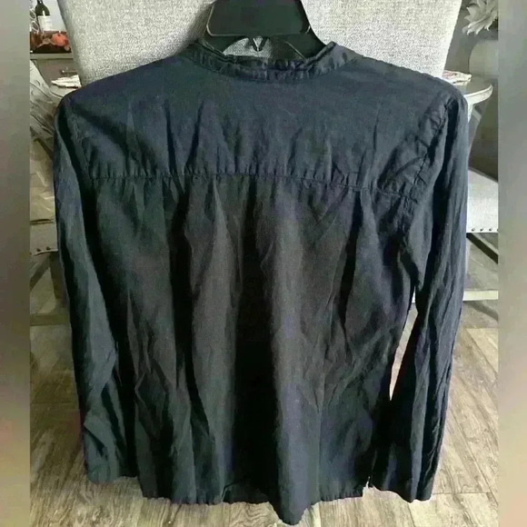 Johnny Was Black Embroidered Long Sleeve Tunic Top Boho Large - Picture 6 of 9